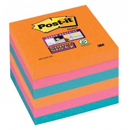 Karteczki samoprzylepne POST-IT® Super Sticky (654-6SS-EG), 76x76mm, 6x90 kart., bangkok