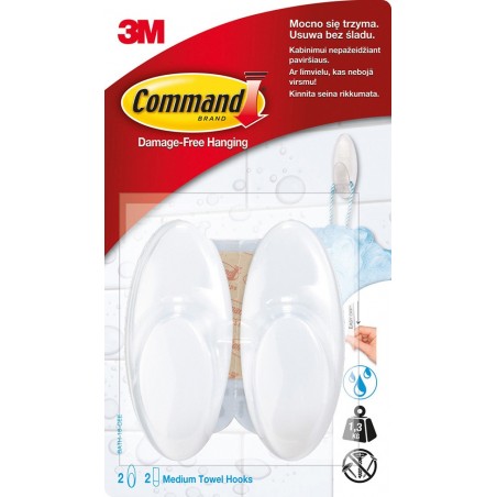 Haki łazienkowe COMMAND™ (BATH-18), średnie, 2 szt., białe
