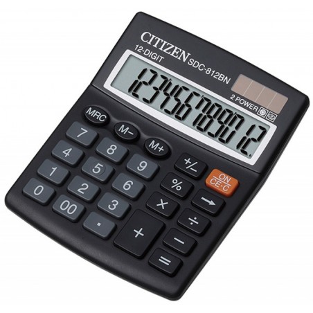 Kalkulator biurowy CITIZEN SDC-812BN, 12-cyfrowy, 124x102mm, czarny