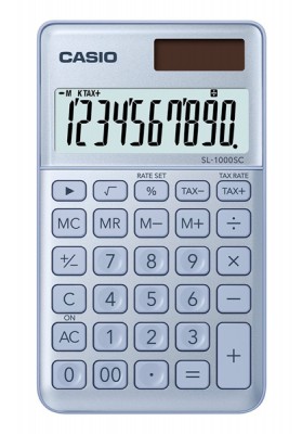 Kalkulator kieszonkowy CASIO SL-1000SC-BU-S, 10-cyfrowy, 71x120mm, niebieski