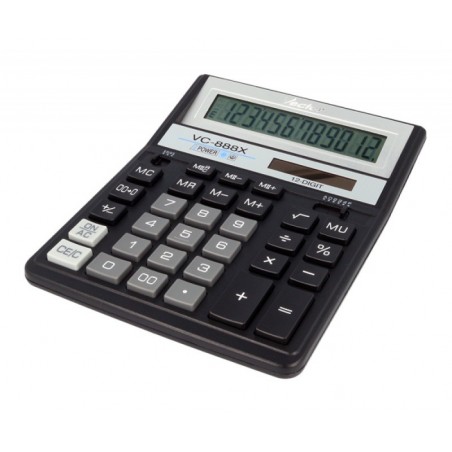 Kalkulator biurowy VECTOR KAV VC-888XBK, 12-cyfrowy, 158x203mm, czarny