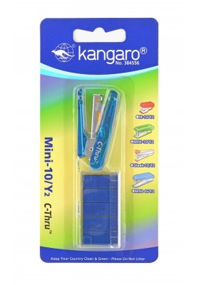 Zszywacz KANGARO Mini-10/Y2 C-THRU+zszywki, zszywa do 10 kartek, blister, błekitny