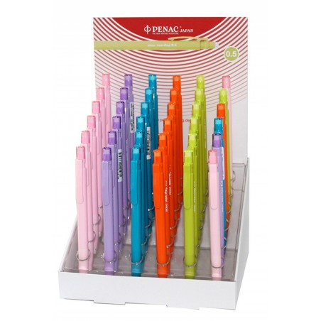 Display ołówków automatycznych PENAC Non Stop 0,5mm, 36 szt., mix kolorów