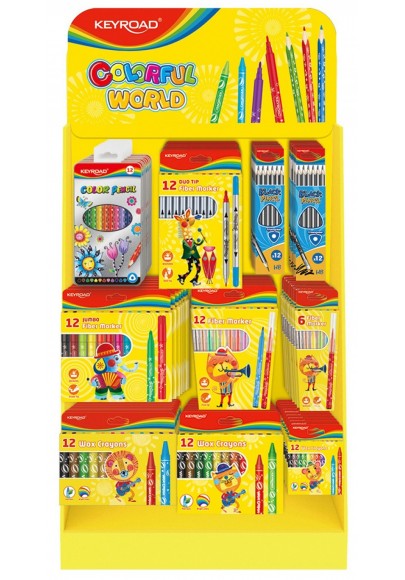 Mały display keyroad colorful world, karton, składany, bez wyposażenia, żółty