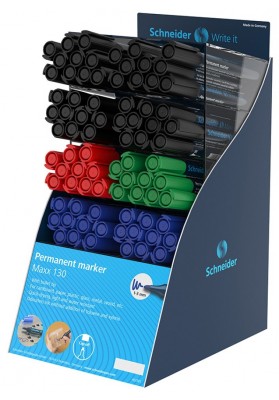 Display markerów permanentnych SCHNEIDER Maxx 130, 80 szt., mix kolorów
