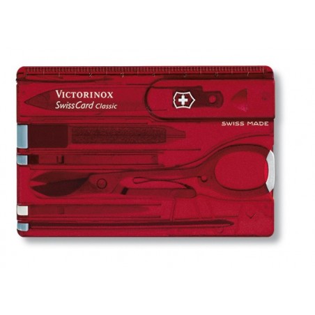 Scyzoryk VICTORINOX Swisscard Classic, celidor, 82mm, transparentny czerwony