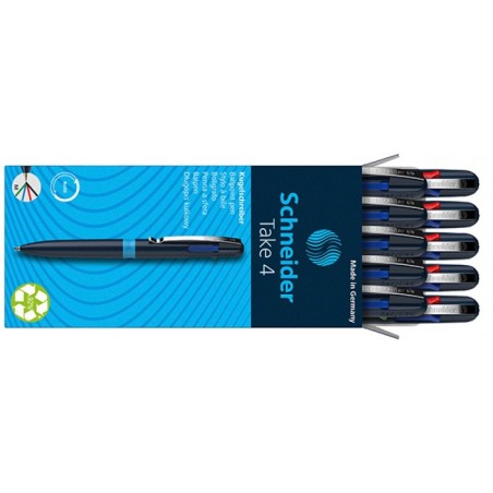 Długopis automatyczny schneider take 4, m, 4 kolory wkładu, ciemnoniebieski