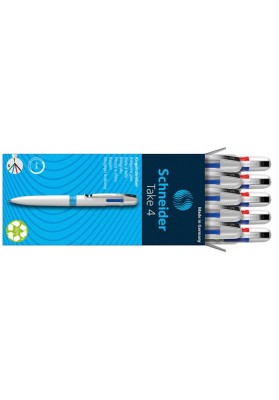 Długopis automatyczny SCHNEIDER TAKE 4, M, 4 kolory wkładu, biały