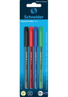 Długopis SCHNEIDER VIZZ, M, 4szt., blister, mix kolorów