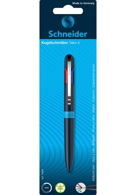 Długopis automatyczny schneider take 4, m, 4 kolory wkładu, blister, mix kolorów