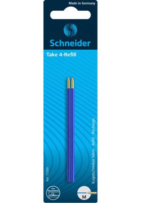 Wkład do długopisów SCHNEIDER TAKE 4, M, 2szt., blister, niebieski