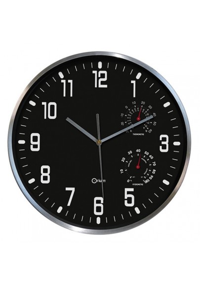 Zegar ścienny CEP Thermo-hygro, 30cm, czarny