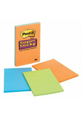 Karteczki samoprzylepne POST-IT® Super Sticky XXL, w linię (4645-3SSAN ), 101x152mm, 3x45 kart., paleta bankok