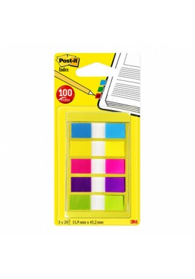 Zakładki indeksujące POST-IT® (683-5CB), PP, 12x43mm, 5x20 kart., mix kolorów