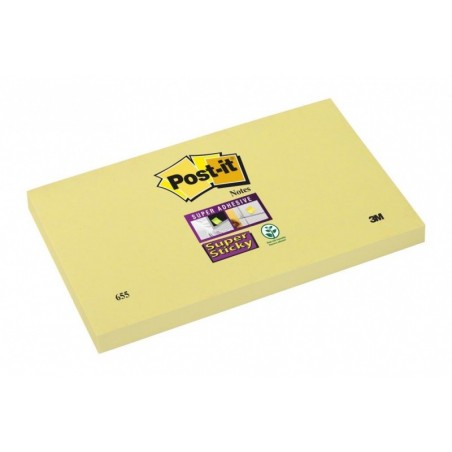 Karteczki samoprzylepne POST-IT® Super Sticky (655-12SSCY-EU), 127x76mm, 1x90 kart., żółte