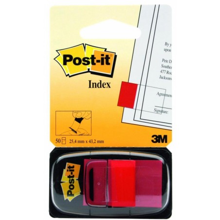 Zakładki indeksujące post-it® (680-1), pp, 25,4x43,2mm, 50 kart., czerwone