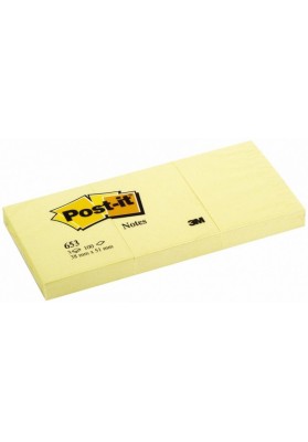 Karteczki samoprzylepne POST-IT® (653), 38x51mm, 3x100 kart., żółte