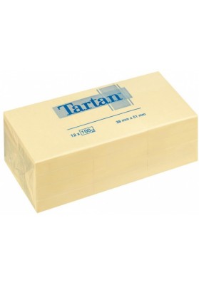Karteczki samoprzylepne TARTAN™ (05138), 38x51mm, 12x100 kart., żółte