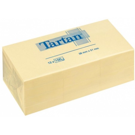 Karteczki samoprzylepne tartan™ (05138), 38x51mm, 12x100 kart., żółte