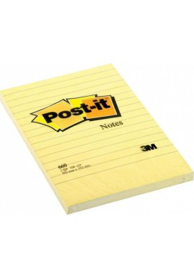 Karteczki samoprzylepne POST-IT® w linię (660), 102x152mm, 1x100 kart., żółte