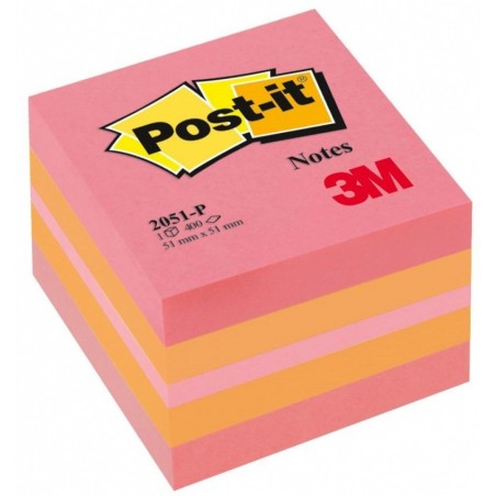 Mini kostka samoprzylepna post-it® (2051p), 51x51mm, 1x400 kart., różowa