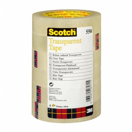 Taśma biurowa scotch® (550), 19mm, 66m, w wieży, 8 szt., transparentna