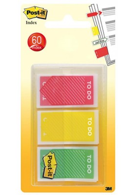 Zakładki indeksujące POST-IT® (682-TODO), PP, 23,8x43,2mm, 3x20 kart., mix kolorów