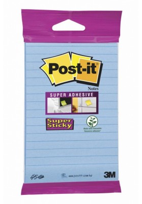 Karteczki samoprzylepne post-it® super sticky, (6844-l-nb), 152x102mm, 45 kart., zawieszka, niebieskie
