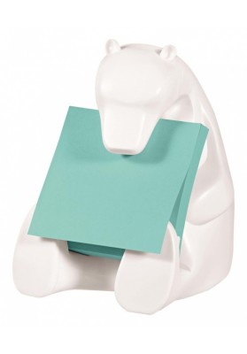 Podajnik do karteczek samoprzylepnych post-it® miś (bear-330), biały, w zestawie 1 bloczek super sticky z-notes