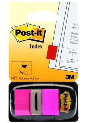 Zakładki indeksujące post-it® (680-21), pp, 25,4x43,2mm, 50 kart., jaskraworóżowe