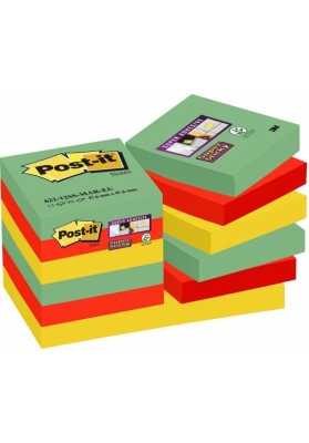 Karteczki samoprzylepne POST-IT® Super Sticky (622-12SSMAR-EU), 47,6x47,6mm, 12x90 kart., paleta Marrakesz