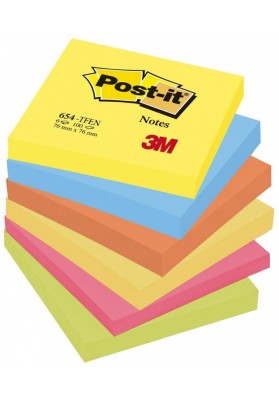 Karteczki samoprzylepne POST-IT® (654-TFEN), 76x76mm, 6x100 kart., paleta energetyczna