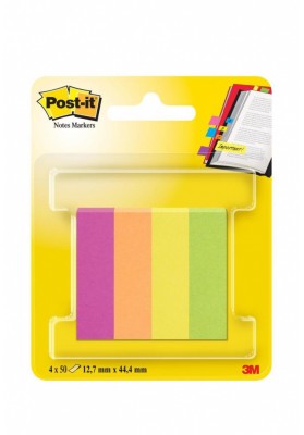 Znaczniki POST-IT® (670-4CA-EU), papier, 12,7x44,4mm, 4x50 kart., zawieszka, mix kolorów