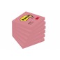 Karteczki samoprzylepne post-it® (654n), 76x76mm, 1x100 kart., jaskrawy różowy - 6 szt