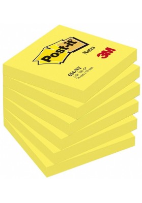 Karteczki samoprzylepne post-it® (654ny), 76x76mm, 1x100 kart., jaskrawy żółty