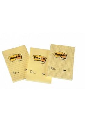 Karteczki samoprzylepne POST-IT® w kratkę (662), 102x152mm, 1x100 kart., żółte