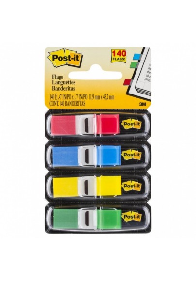 Zakładki indeksujące POST-IT® (683-4), PP, 12x43mm, 4x35 kart., mix kolorów