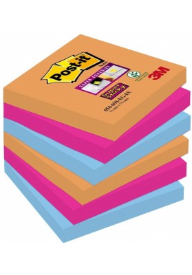 Karteczki samoprzylepne POST-IT® Super Sticky (654-6SS-EG), 76x76mm, 6x90 kart., bangkok
