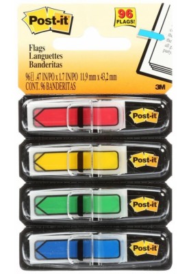 Zakładki indeksujące post-it® (684-arr3), pp, 11,9x43,1mm, strzałka, 4x24 kart., mix kolorów