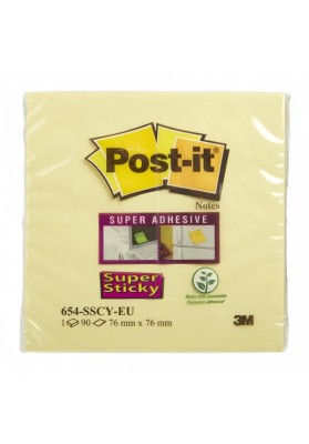 Karteczki samoprzylepne POST-IT® Super Sticky (654SSCYP12+12), 76x76mm, 12+12x90 kart., żółte