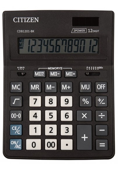 Kalkulator biurowy citizen cdb1201-bk business line, 12-cyfrowy, 205x155mm, czarny
