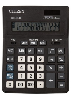 Kalkulator biurowy CITIZEN CDB1401-BK Business Line, 14-cyfrowy, 205x155mm, czarny
