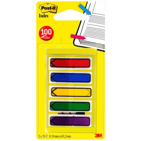 Zakładki indeksujące post-it® (684-arr1), pp, 11,9x43,2mm, strzałka, 5x20 kart., mix kolorów