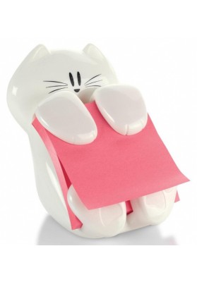 Podajnik do karteczek samoprzylepnych post-it® kotek (cat-330), biały, w zestawie 1 bloczek super sticky z-notes
