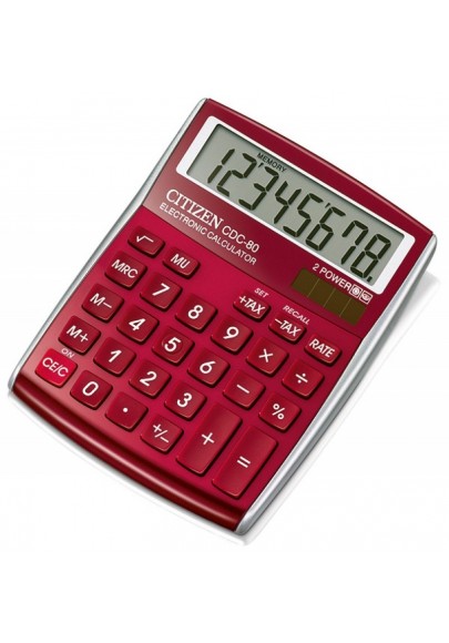 Kalkulator biurowy citizen cdc-80 rdwb, 8-cyfrowy, 135x80mm, czerwony