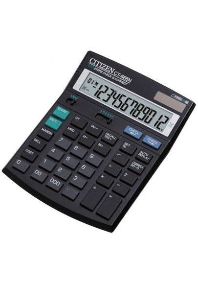 Kalkulator biurowy citizen ct-666n, 12-cyfrowy, 188x142mm, czarny