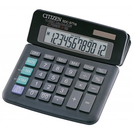 Kalkulator biurowy CITIZEN SDC-577III, 12-cyfrowy, 164x150mm, czarny