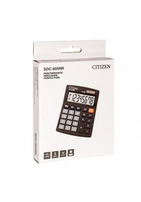 Kalkulator biurowy CITIZEN SDC-805NR, 8-cyfrowy, 120x105mm, czarny