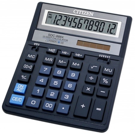 Kalkulator biurowy CITIZEN SDC-888XBL , 12-cyfrowy, 203x158mm, niebieski