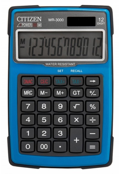 Kalkulator wodoodporny citizen wr-3000, 152x105mm, niebieski
